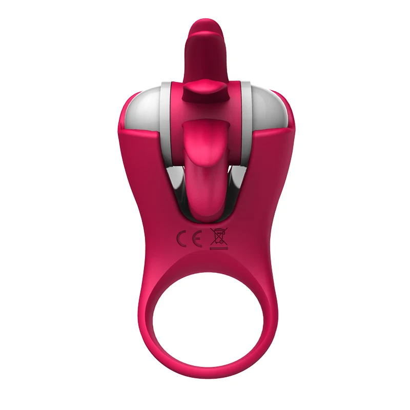 Tongue Licking Vibrator Penis Cock Ring Silicone Clitoris Stimulator Massage Rotation Vibrating G spot Oral Sex Toys For Man | Красота и