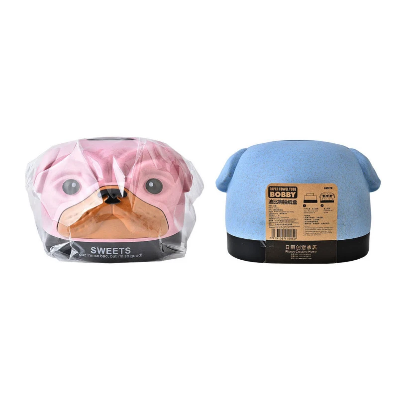 Cartoon Dog Tissue Box Wheat Straw Plastic The Three Color Creative Paper Towel Collection | Дом и сад
