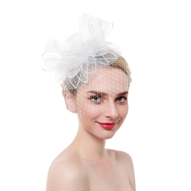 Kajeer стиль женские перьевые сетки Hairwear чародейные шляпы лошадь гонки праздничные шапки невесты пряди волос аксессуары для волос - Цвет: WHITE