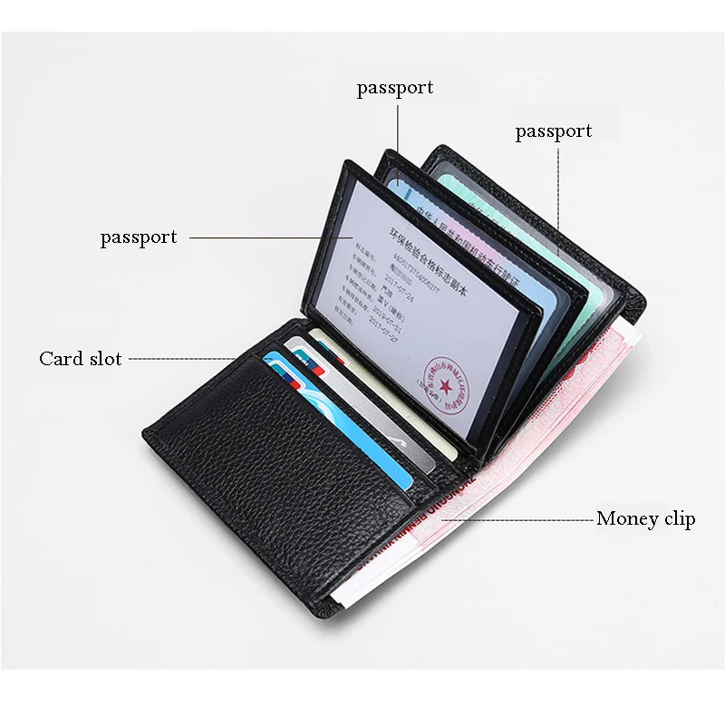 Men's Genuine Leather Wallet Passport Case Business Card Holder Driver's License Bank ID Credit card package sets | Багаж и сумки