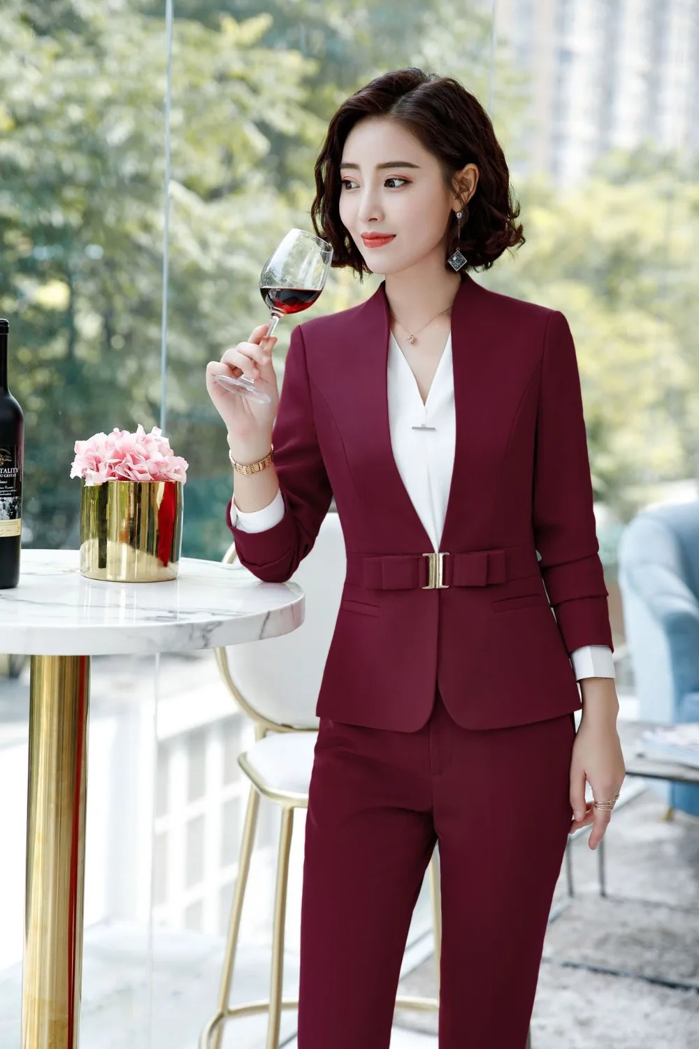 Элегантный Feminino деловой пиджак платье костюм плюс размер 4XL платье для офиса комплект Женский блейзер Униформа с длинным рукавом