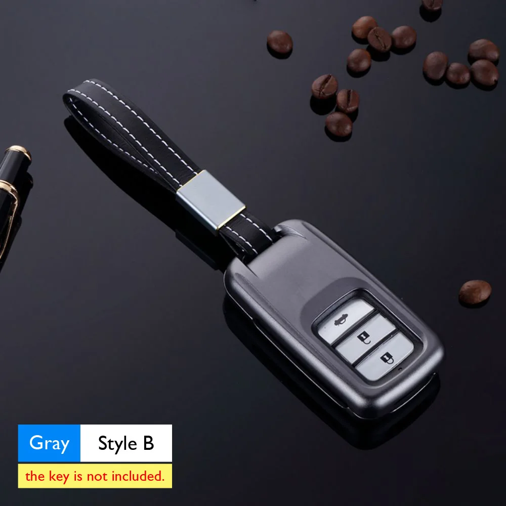 Gray- Key B Алюминиевый сплав автомобильный ключ чехол для Honda XRV Vezel Civic City Greiz Elysion Crosstaur Spirior Odyssey сумка для ключей пульт дистанционного Fob крышка - Название цвета: Gray- Key B