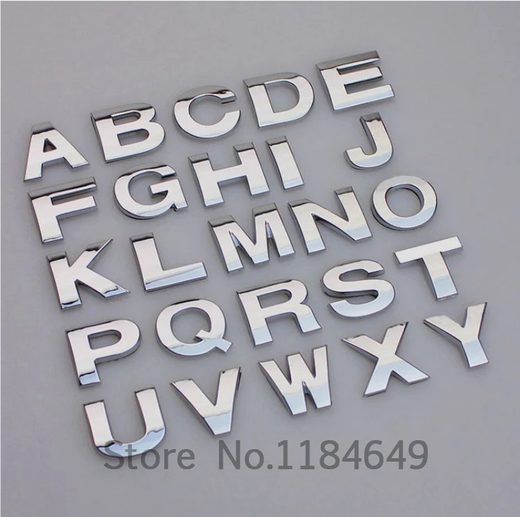 10pcs/lot 3D chrome letters number metal stickers black silver 25mm DIY decorative car automobile parking room | Автомобили и