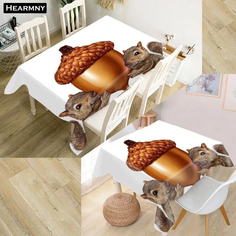 HEARMNY белка скатерть 3D Оксфорд ткань квадратный/прямоугольный пылезащитный Стол Крышка вечерние домашний декор покрытие для телевизора - Цвет: 10