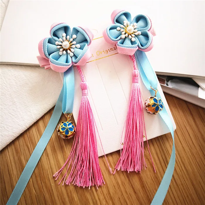 5 blue flower 2 шт./лот; детская новогодняя заколка для волос для девочек; заколка для волос с кисточками; детский праздничный клубный головной убор; повязка для волос - Цвет: 5 blue flower