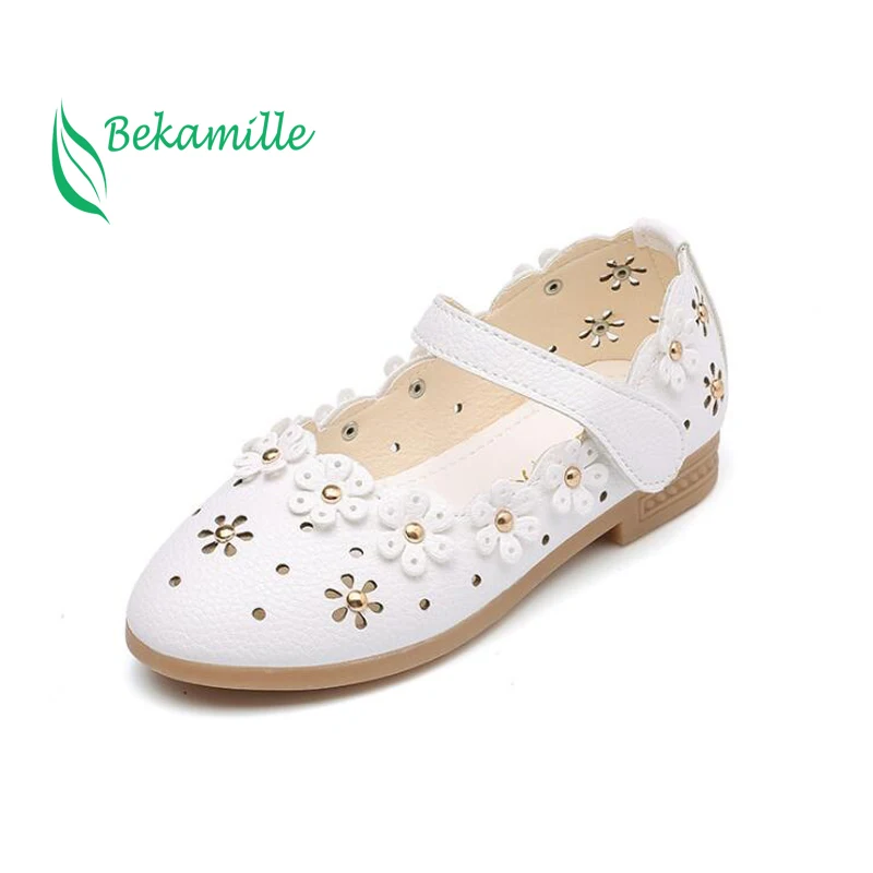 Демисезонная детская обувь модная мягкая подошва Цветочная принцессы для