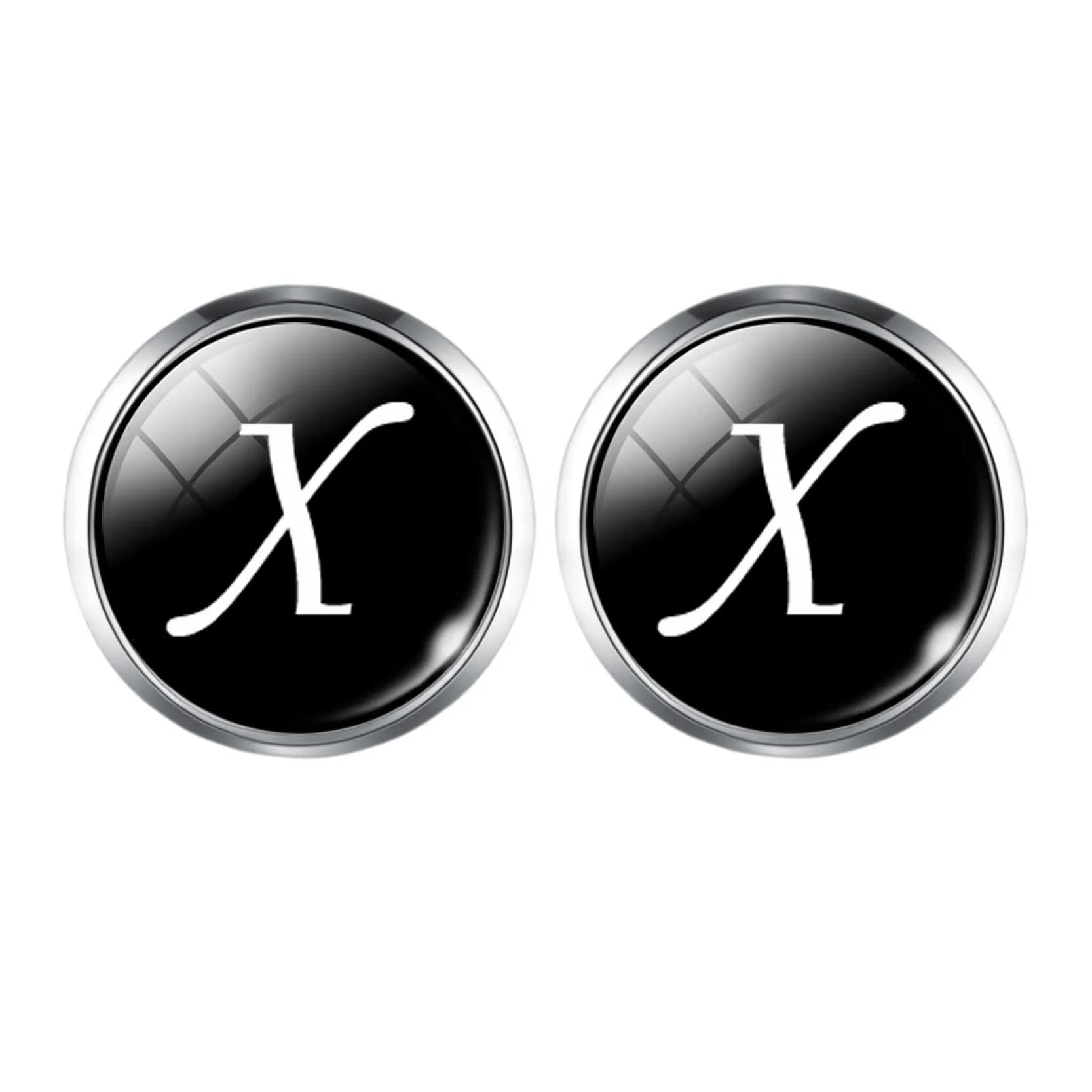 X Мужская мода, A-Z, запонки «Алфавит», серебряный цвет, запонки для мужчин, рубашки джентльмена, свадебные запонки, подарки - Окраска металла: X
