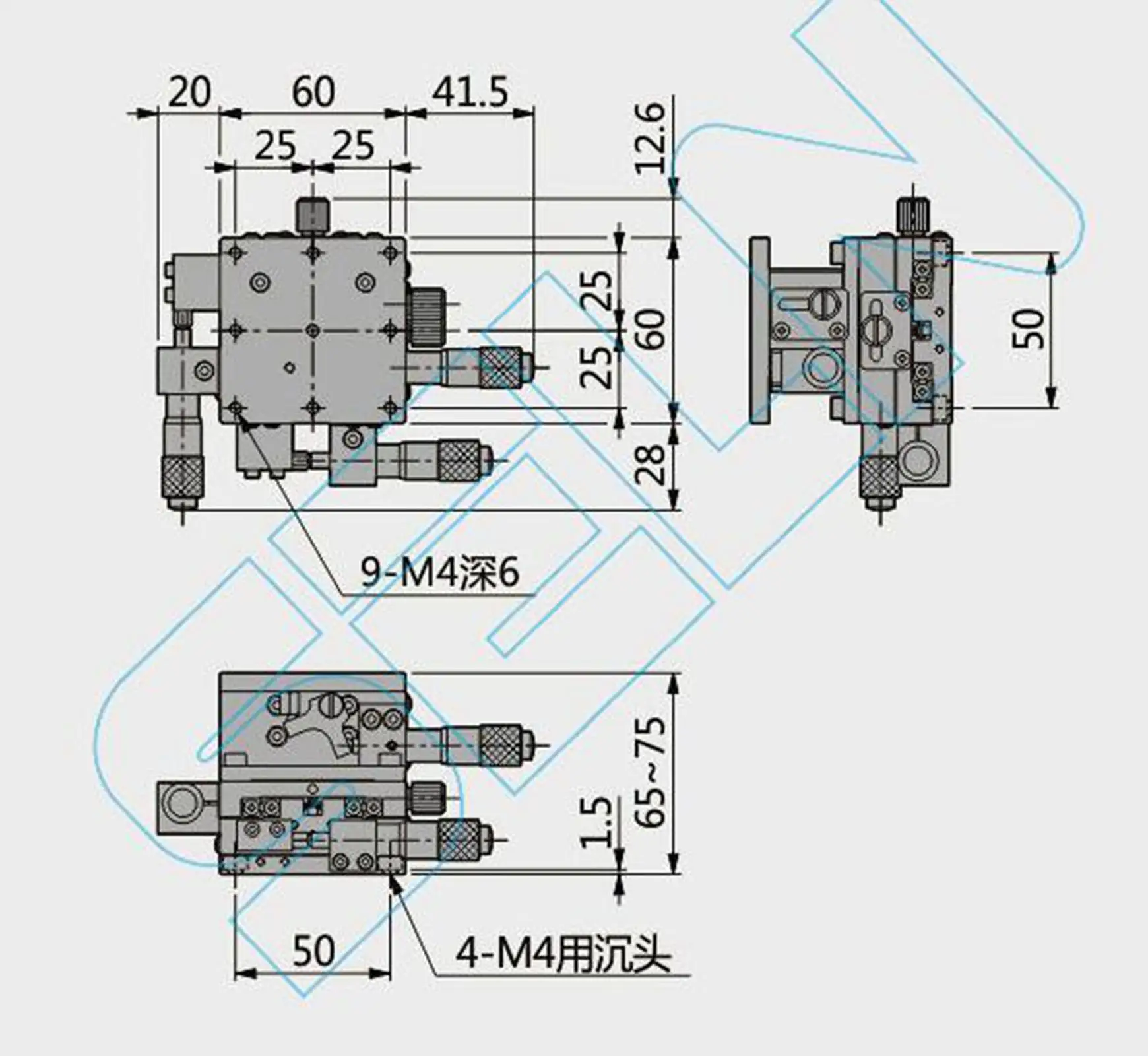 XYZ 60X60mm неразделимый горизонтальный точный линейный сценический подшипник