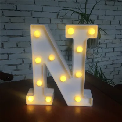 N DIY белый светодиодный ночник с буквенным принтом, креативный Английский алфавит, номер батареи, лампа для романтической свадебной вечеринки, Рождества, домашнего декора стен - Цвет: N