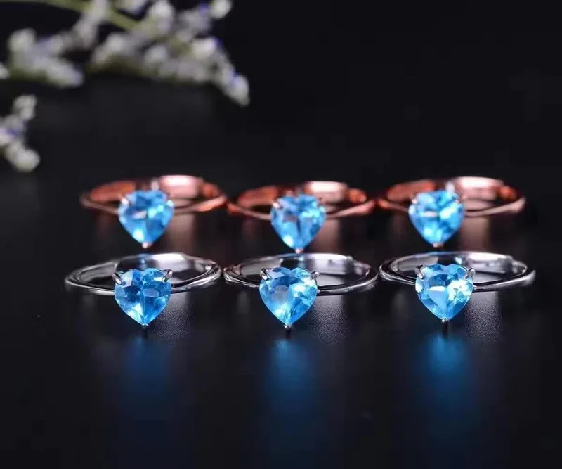 KJJEAXCMY Fine jewelry Natural Topaz Ring in Sterling Silver with 1 Carat Blue Women's | Украшения и аксессуары