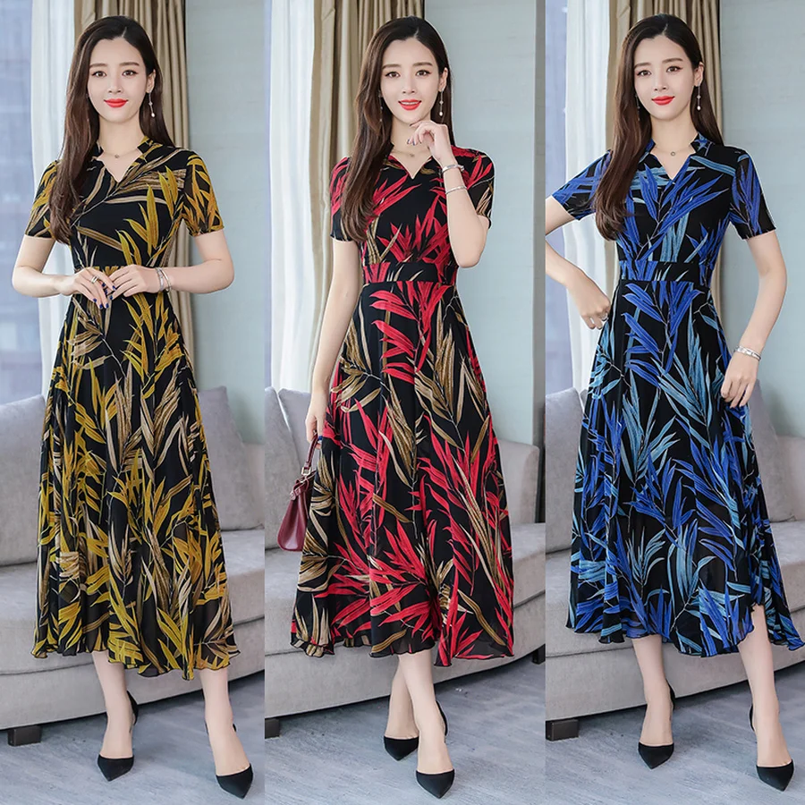 2019 шифоновое пляжное длинное платье с цветочным рисунком летнее винтажное