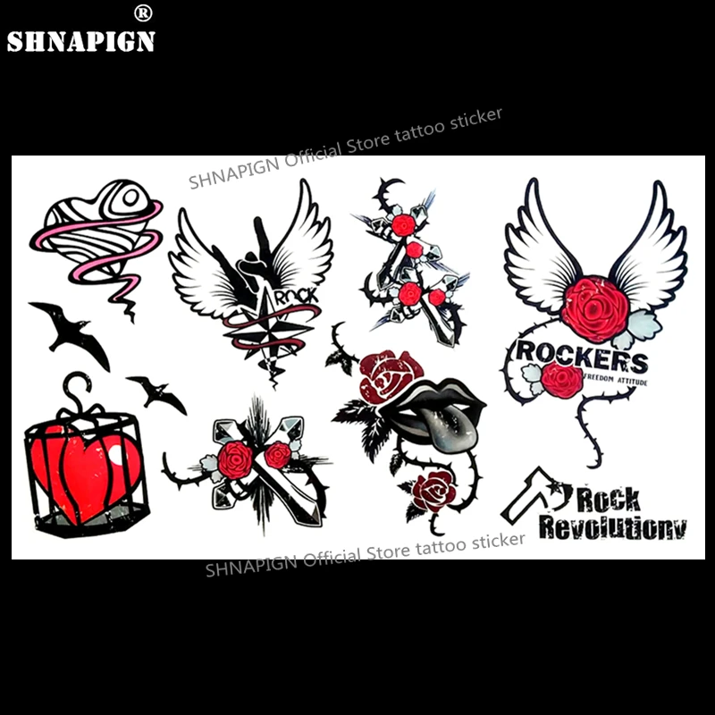 SHNAPIGN временная татуировка с крестом для губ боди арт на руку наклейка s 17*10 см