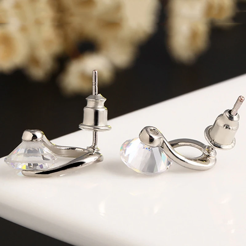 iMucci Fashion Young Lady Jewelry Earring Simple Style Crystal Stud Earrings Spiral Shape Elegant Ornament | Украшения и
