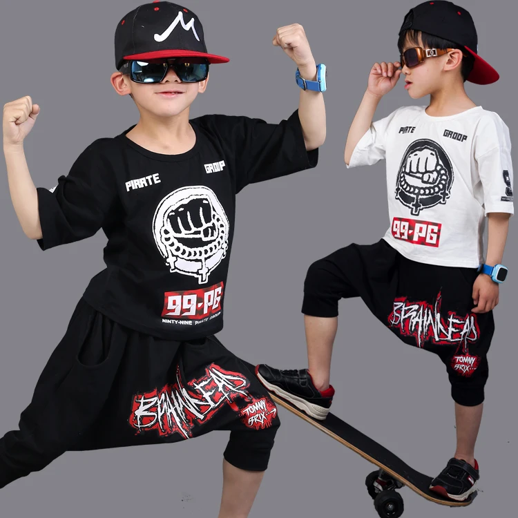 Dance Costume Suit Kids Set Girls Clothing New Summer Boys Sets Clothes 2Pcs Pullover T-Shirt+Harem Pants Children | Детская одежда и
