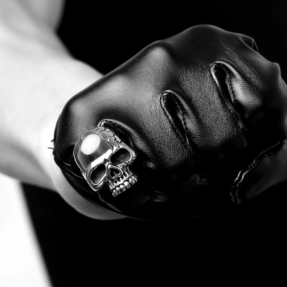 Прямая поставка большое панк байкерское кольцо с черепом для мужчин из