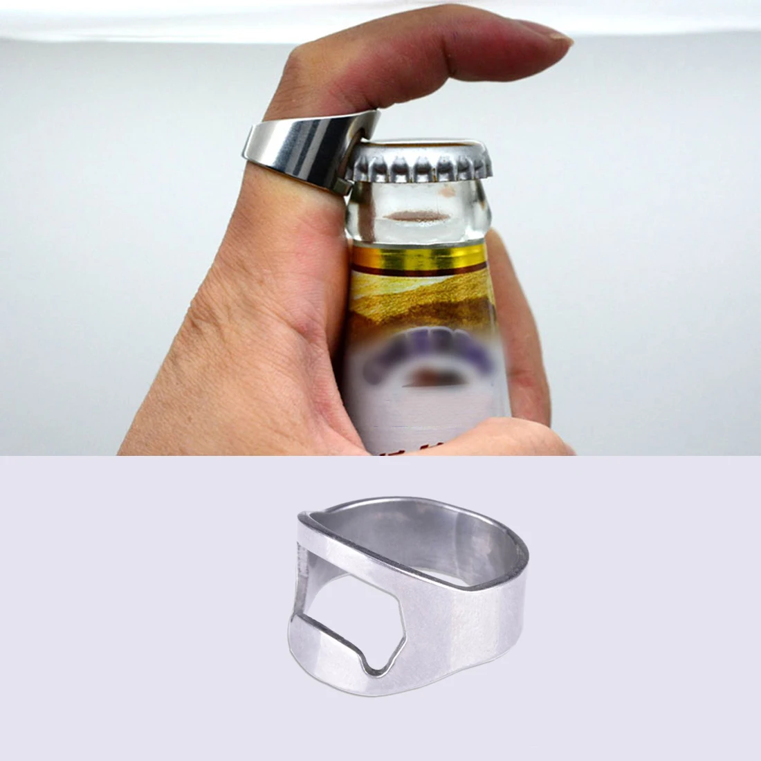 

1pc Men Unique Creative Versatile Stainless Steel Finger Ring Beer Bottle Opener Kichen Tool