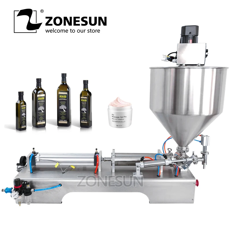 ZONESUN машина для наполнения пасты, наполнитель для смешивания, вязкая жидкость, arecipe оборудование для упаковки пищевых продуктов, бутылка, наполнитель жидкостей, дозирование воды