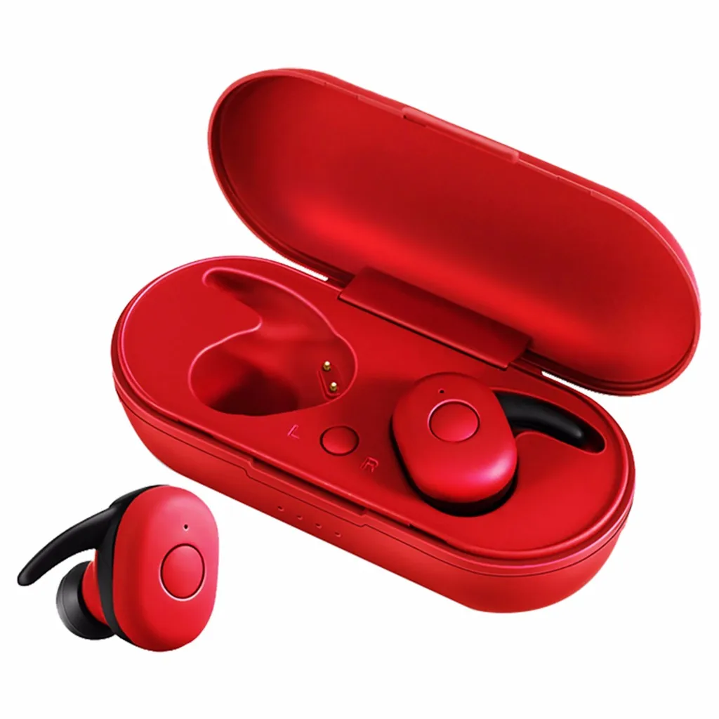 TWS Беспроводная Bluetooth гарнитура с громкой связью, мини-гарнитура для Xiaomi huawei, мобильные беспроводные Bluetooth спортивные наушники - Цвет: Красный