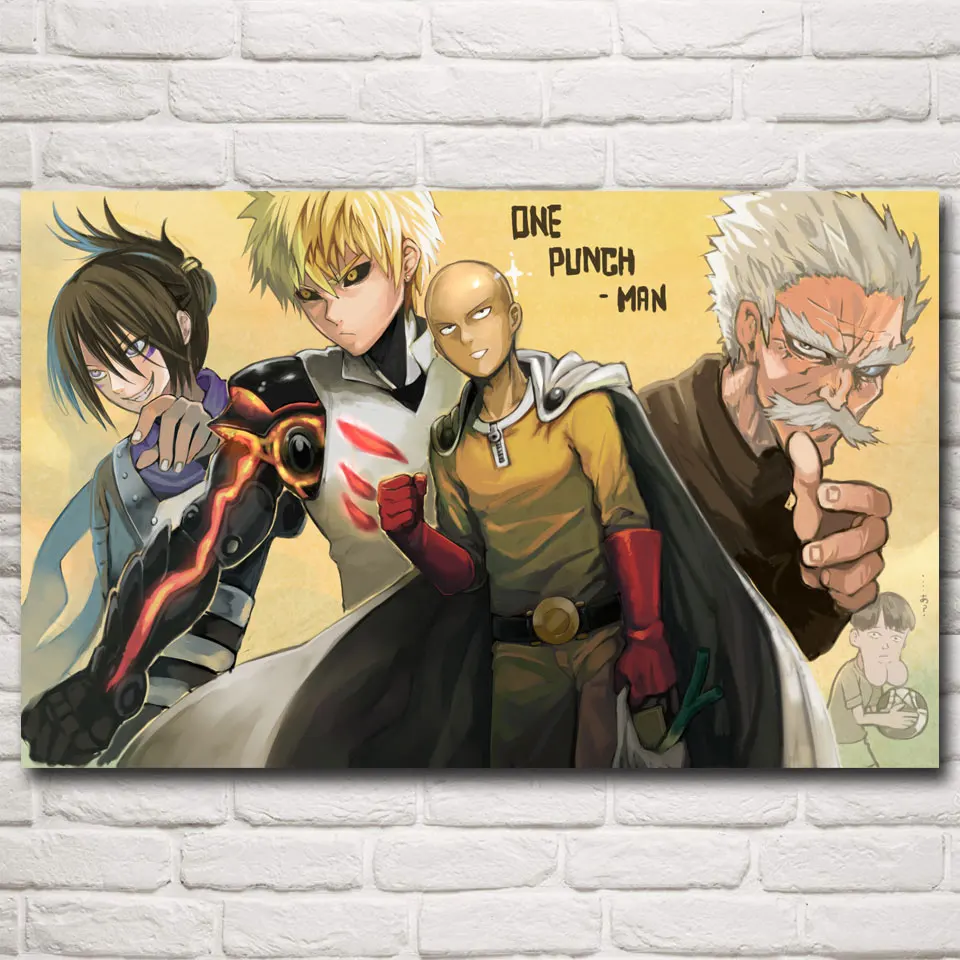 Постеры и принты в стиле аниме foocome ONE PUNCH MAN Шелковый Декор для дома настенные