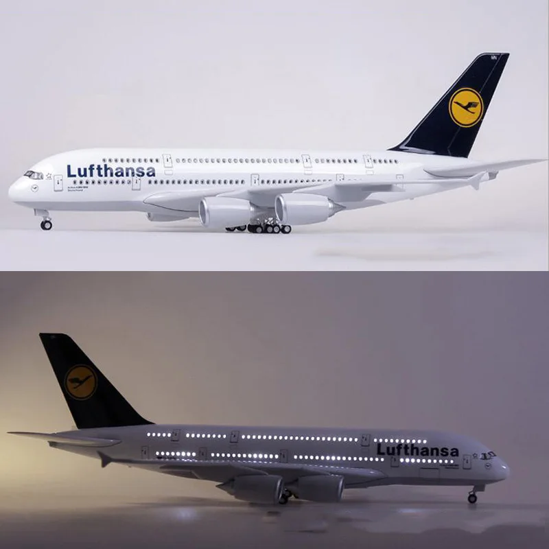 

1/160 весы 50,5 см самолет Airbus 380 A380 Lufthansa Airline Модель W светильник и колесо литье под давлением пластиковая Смола самолет для сбора