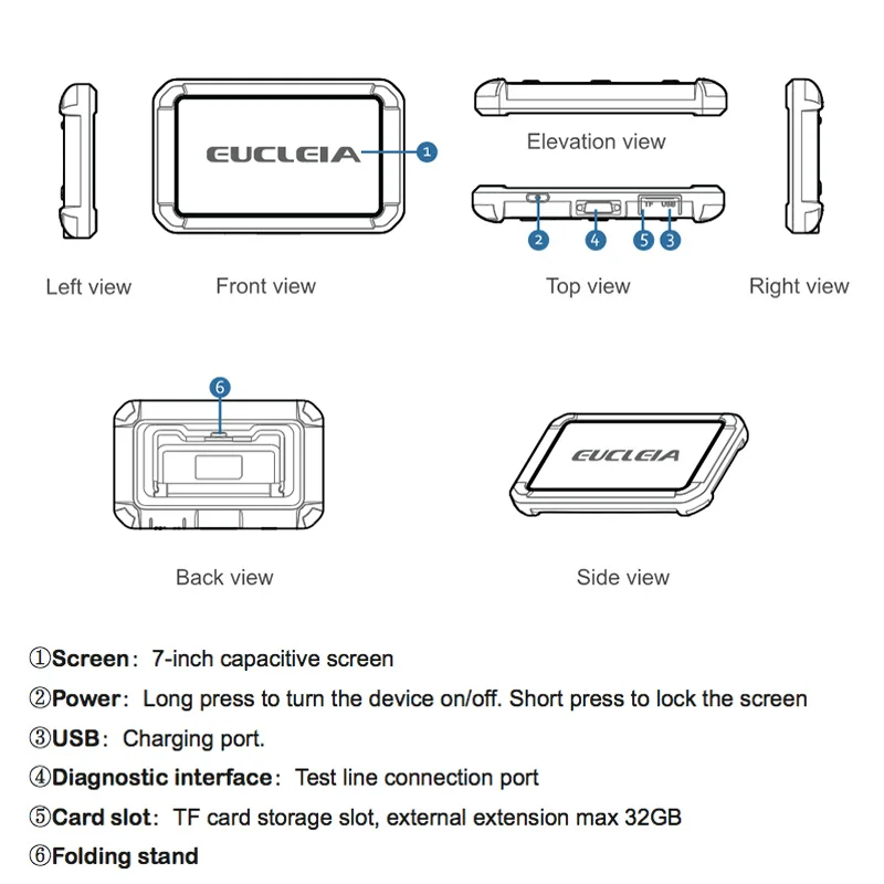 EUCLEIA S7C Автомобильный сканер OBD2 диагностический инструмент EUCLEIA S7C ABS EPB CVT TPMS сброс масла ABS кровотечение