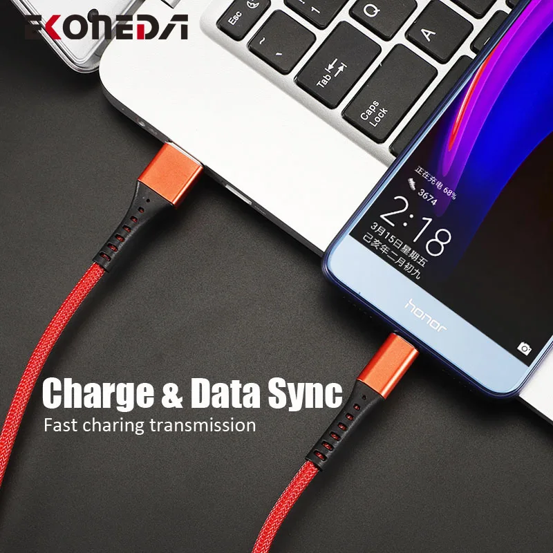 EKONEDA кабель Micro USB для синхронизации данных и быстрой зарядки для samsung, Xiaomi, huawei, 3A, Android, Micro USB кабель для зарядного устройства, USB Micro телефонный кабель
