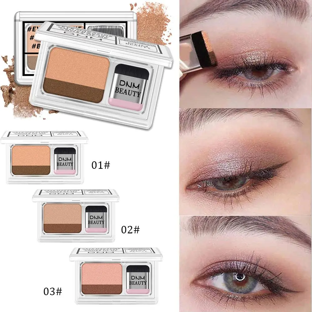 Lazy Eye shadow Palette корейский стиль Косметика матовое мерцание два цвета Тени для век штамп Палитра с кистью ню макияж набор