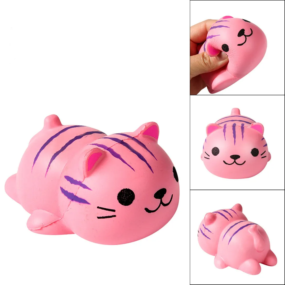 Mskwee 10 см Jumbo милый мультяшный розовый Кот мягкое медленно поднимающееся лежа животное телефон DIY Декор Веселые мягкие для сжатия игрушка подарок для детей