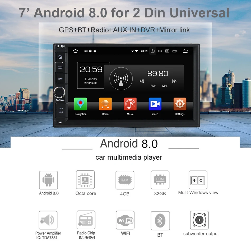 Dealcoo 2Din автомобильное радио 2 Din gps радиоприемник для Android Кассетный рекордер