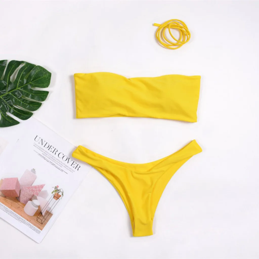 Womail Bandeau bikini set Swimwear female two pieces swimsuit High Waist Bikini Women Bathing Suit biquini W3052 | Женская одежда