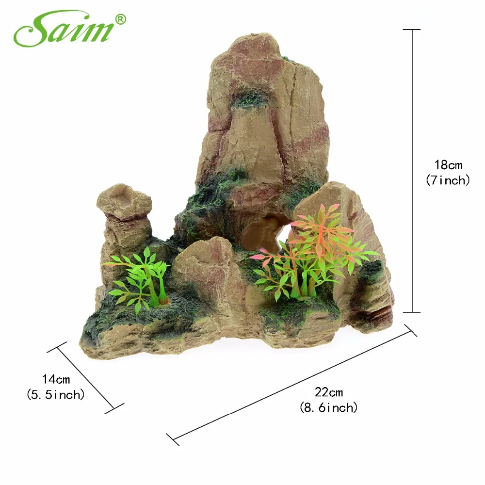 Саим аквариумные симуляторы смолы желтые рокерские растения пещера вид горного
