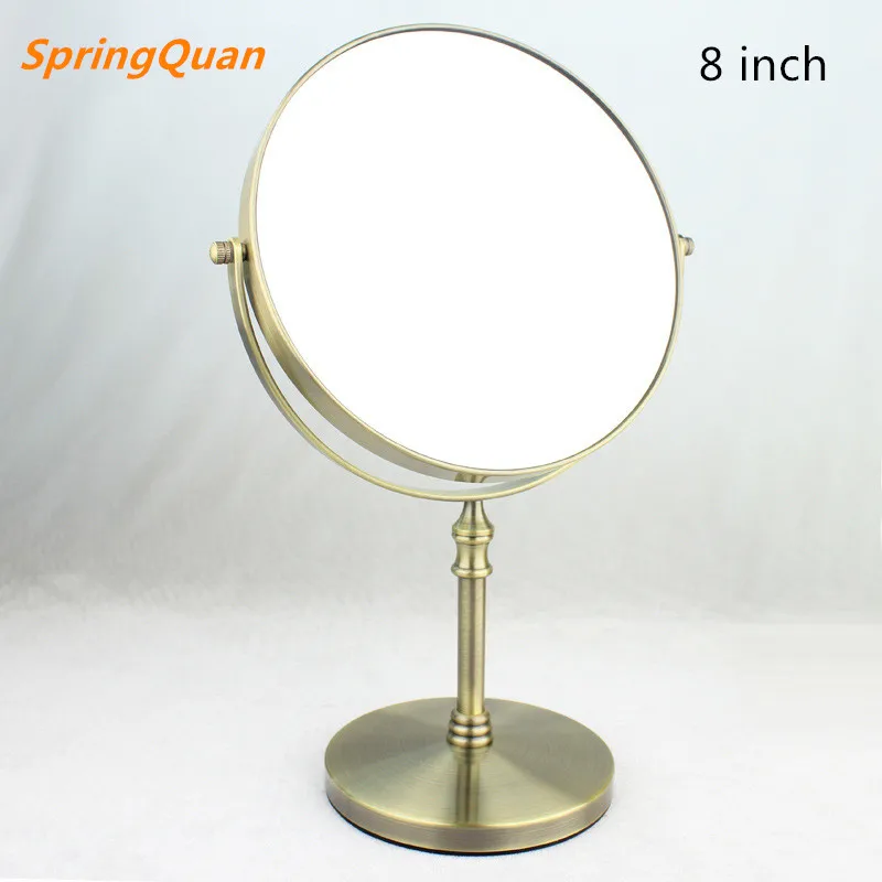 

SpringQuan 8 inch metal makeup mirror Bronze color round double side Cosmetic mirror 3 x zoom Desktop bedroom use