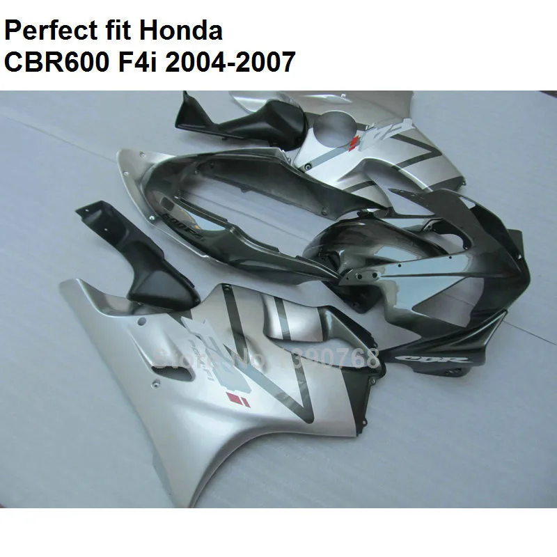 ABS Пластиковый обтекатель для Honda CBR 600 F4i 04 05 06 07 серебристый черный обтекатели комплект CBR600F4i 2004-2007 OL148