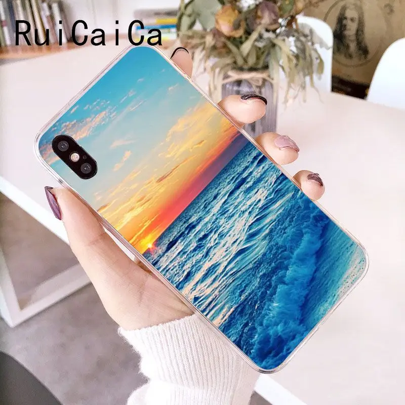RuiCaiCa Прозрачный чехол для телефона из ТПУ с морским небом и морской звездой iPhone 8 7