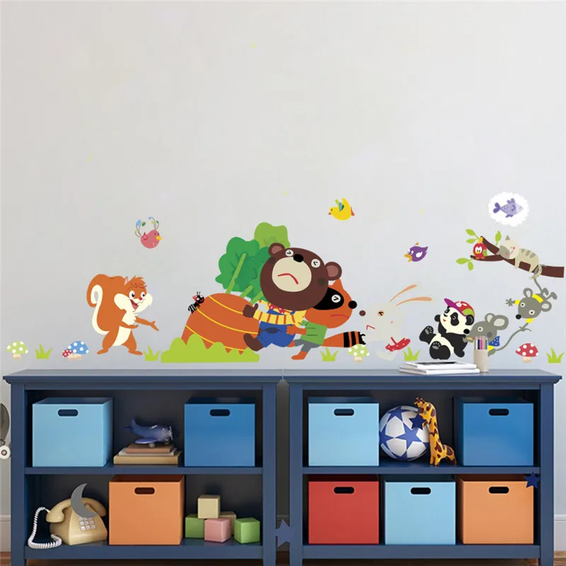 

cartoon animals carrot wall stickers for kids rooms children bedroom wall decals children gift poster mural