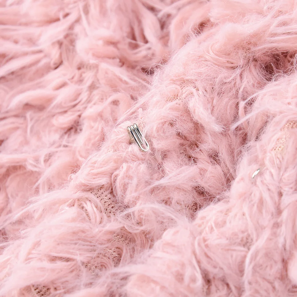 

Nice Winter Long Knitted Sweater Cardigan Autumn Jackets Coat Female Long Sleeve Pink Cardigan Jumper Fax Fur Mohair Outwear