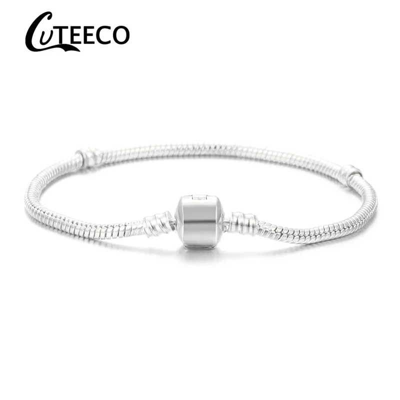 JA0276 CUTEECO, европейский стиль, 925, уникальные серебряные браслеты с подвесками, сделай сам, хрустальные бусины, брендовые браслеты и браслеты для женщин, ювелирное изделие, подарок - Окраска металла: JA0276