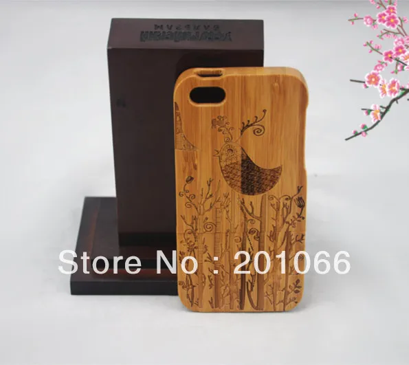 Free shipping 10pcs/ lot 2013 Newly Wooden Carving Bird Hard Cover Case for iPhone 5 Cases Bamboo Back Phone |