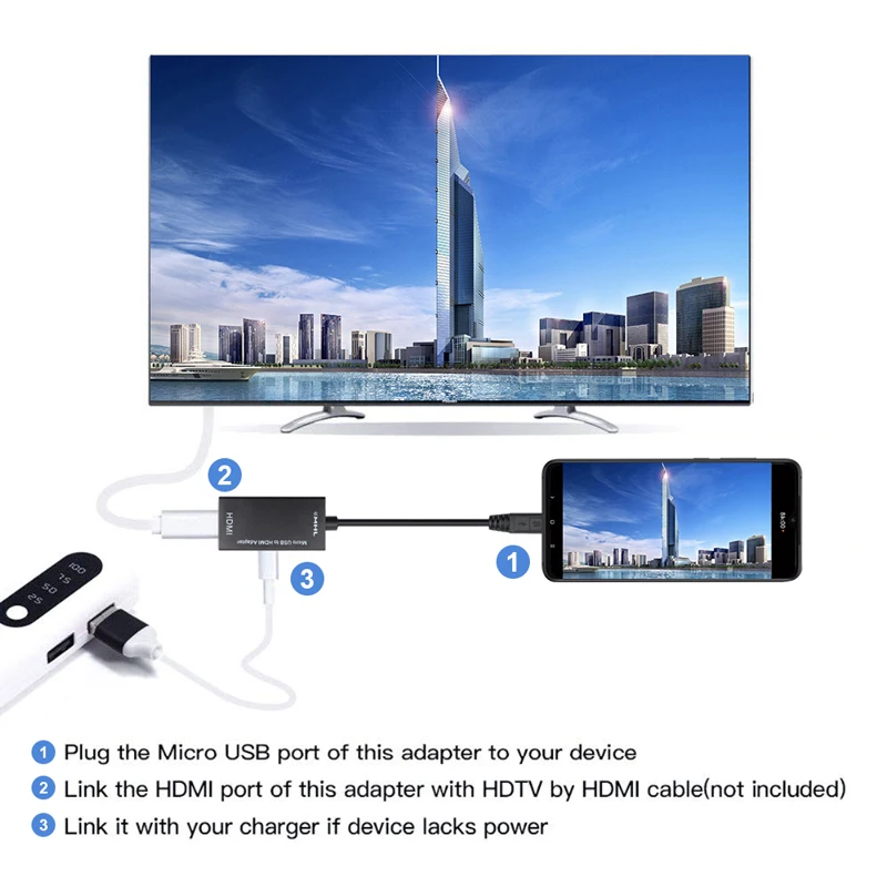 Тип C &amp Micro USB к HDMI 1080P HD аудио видео кабель для ТВ конвертеры адаптеры ПК ноутбук