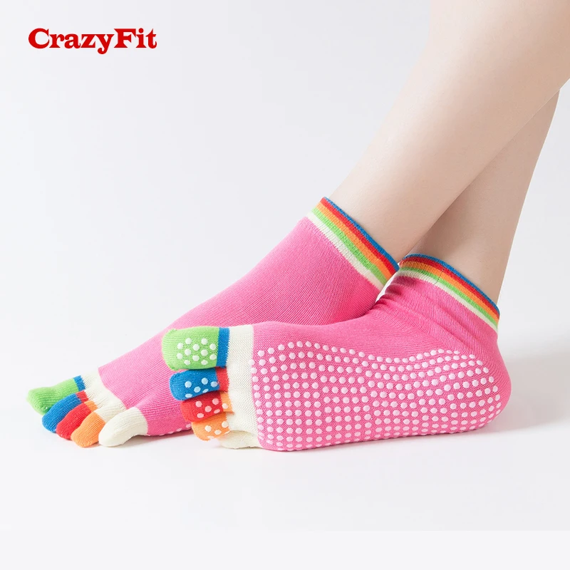 CrazyFit 2018 носки для йоги Нескользящие хлопковые спортивные пилатеса с пятью