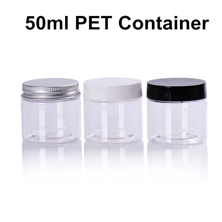 

80 X Clear PET Plastic Jar 1.7OZ(50ml) Cream Container Pot Silver/PP Lid Cosmetic Travel