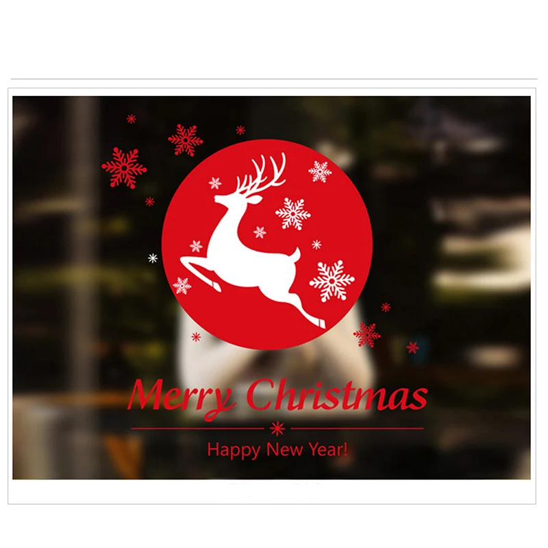 Рождество Стены Стикеры ПВХ Снежинка Олень Украшения С Рождеством Новым Годом Home