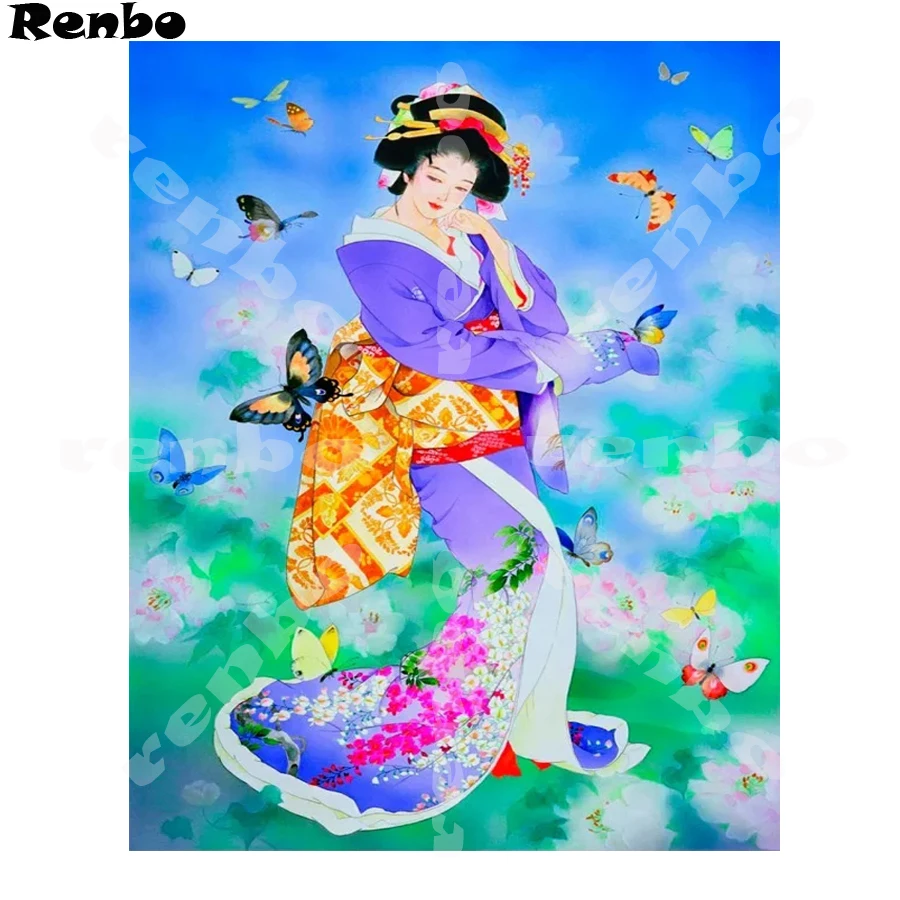Картина из квадратных страз 5D сделай сам вышивка крестиком японской женщины