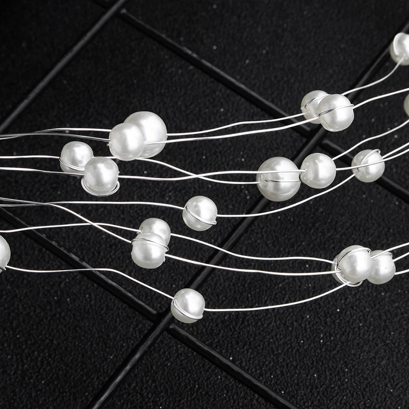 Модный с жемчугом ручной работы повязка на голову длинным ворсом для свадьбы