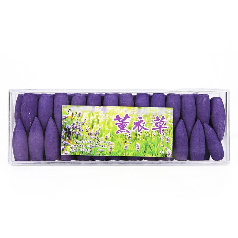 Lavender 50 шт./кор. обратного Ладан конусов негабаритных натуральный Ладан 10 ароматы жасмина бледно-лиловый сандаловое дерево Зелёный чай Роза Цветной дыма - Аромат: Lavender