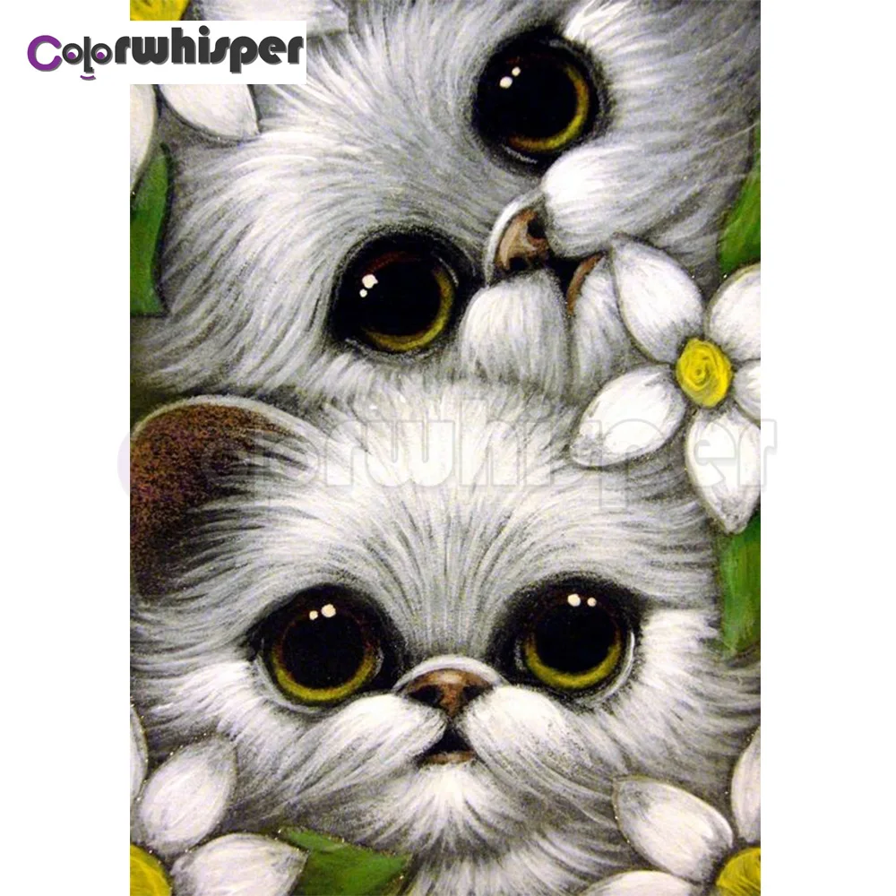 Алмазная живопись полноразмерная/круглая мультяшная картина белый черный кот