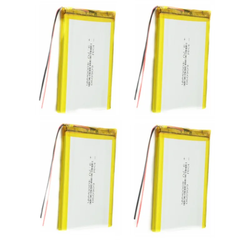 4PCS 1/2/4 шт 3,7 V 606090 4000 мА/ч, Перезаряжаемые Lipo Батарея планшет Dvd Камера gps электрические игрушки ноутбука литий-полимерный Батарея - Цвет: 4PCS