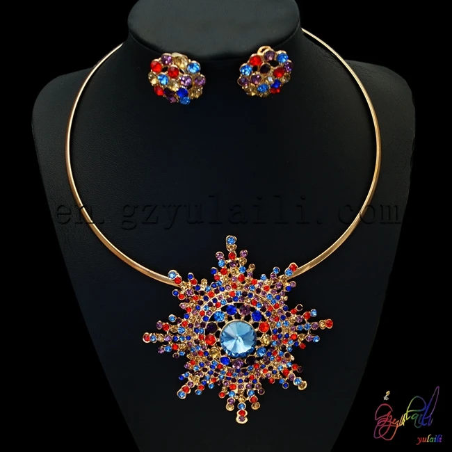 Yulaili великолепные Дизайн изысканный голубой циркон и разноцветными стразами