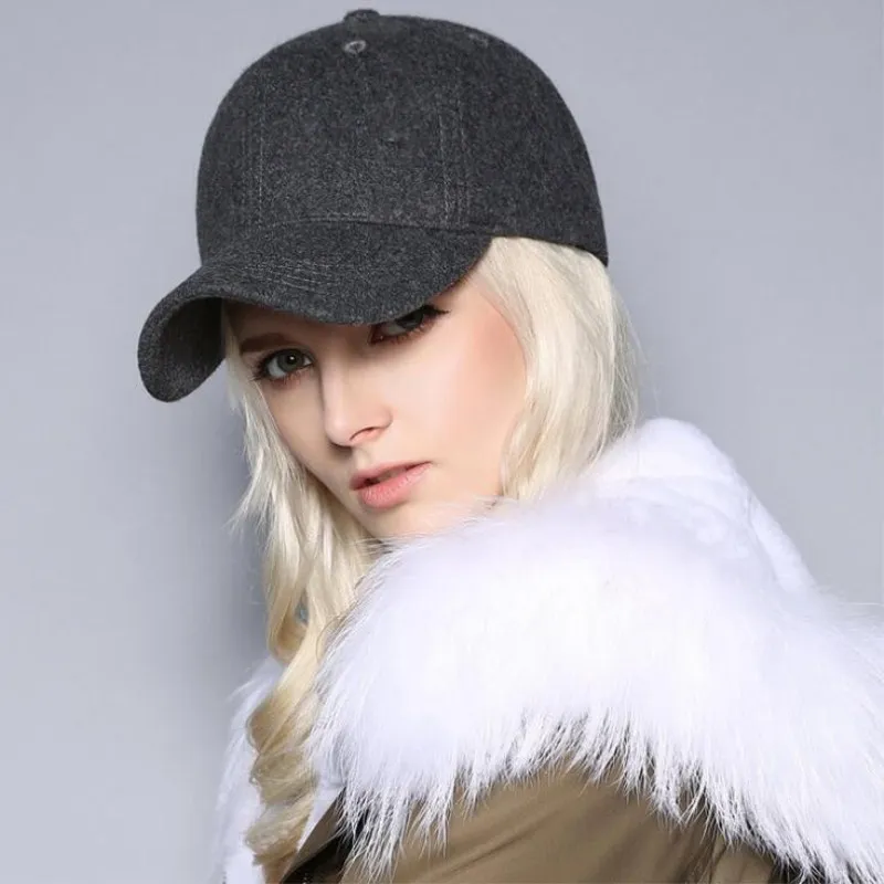 

Кепка-мантенер Invierno, Snapback Hueso Hombres Mujeres Gorras de Béisbol Sombreros, Simpl Color Negro Gris de Lana