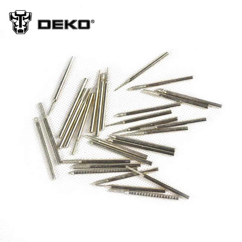 DEKO 1 Набор/30 шт. 3 мм титановые биты Dremel, высококачественные шаровые металлические электрические алмазные шлифовальные головки, инструменты для резьбы по нефриту